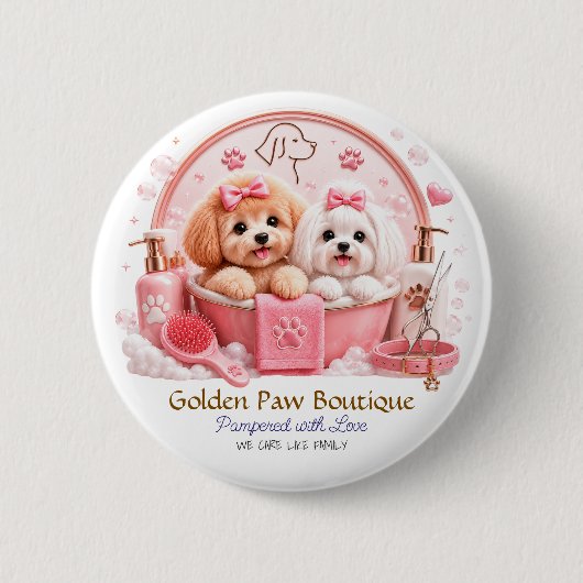 Süßes Welpen-Pin-Button-Design Button (Vorderseite)