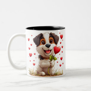 💖 Süßes Welpen-Valentinsgeschenk für Hunde-Liebha Zweifarbige Tasse