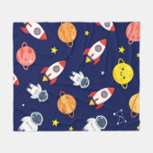 Süßes Weltraum-Explorer-Kinder-Muster Fleecedecke (Vorderseite (Horizontal))