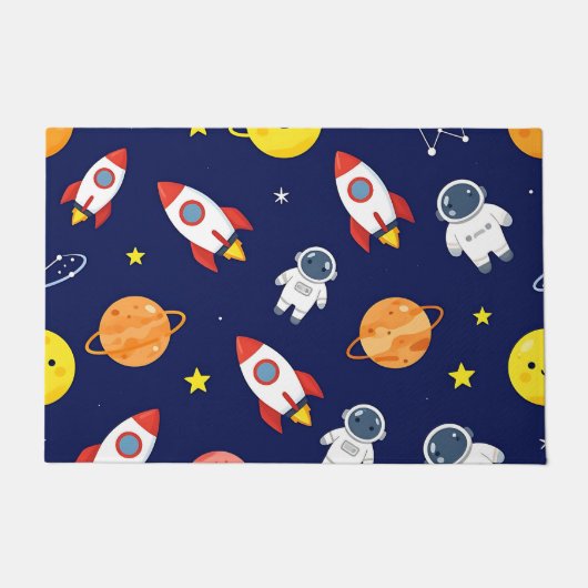 Süßes Weltraum-Explorer-Kinder-Muster Fußmatte (Vorderseite)