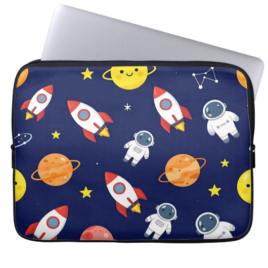 Süßes Weltraum-Explorer-Kinder-Muster Laptopschutzhülle (Vorderseite)