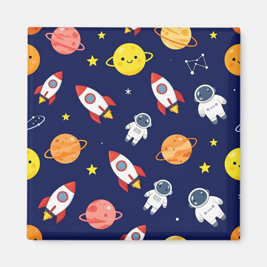 Süßes Weltraum-Explorer-Kinder-Muster Magnet (Vorne)
