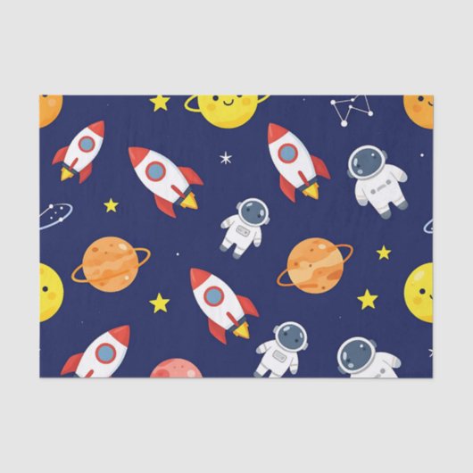 Süßes Weltraum-Explorer-Kinder-Muster Seidenpapier (Vorderseite)