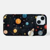 Süßes Weltraum-Planeten-Muster iPhone 15 Hülle (Rückseite (Horizontal))