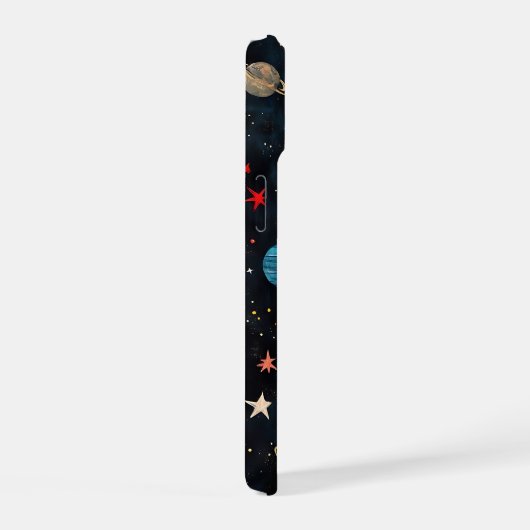 Süßes Weltraum-Planeten-Muster iPhone 15 Hülle (Rechte Seite)
