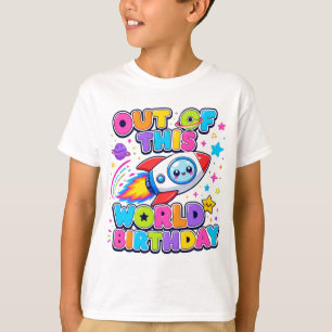 Süßes Weltraum-Raketen-Schiff Kinder-Geburtstags-T T-Shirt