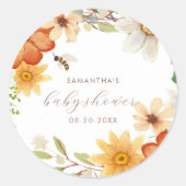 Süßes wie Biene | Floral Spring Baby Dusche Runder Aufkleber (Vorderseite)