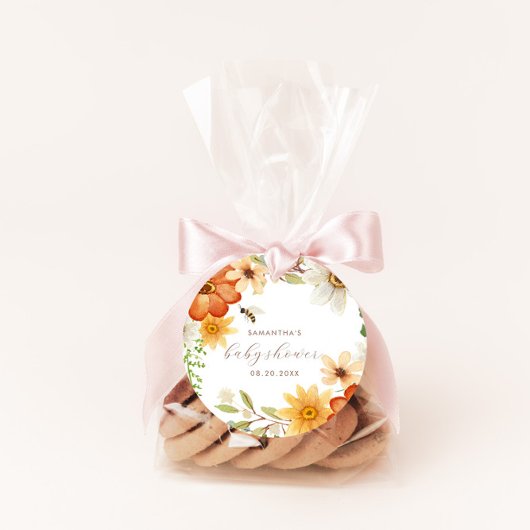 Süßes wie Biene | Floral Spring Baby Dusche Runder Aufkleber