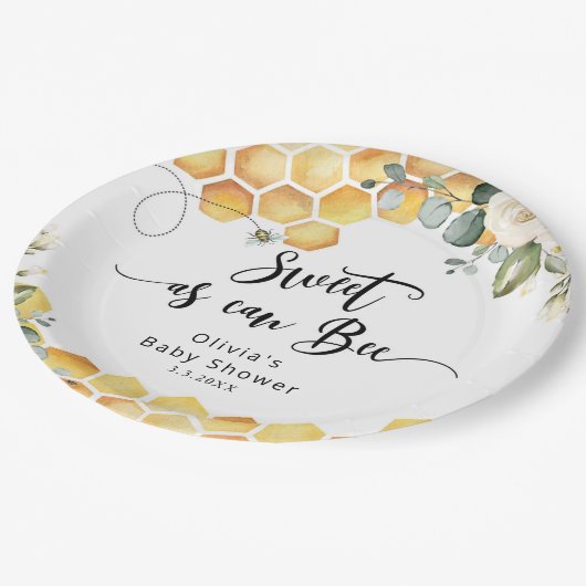 Süßes wie Bienenstockdusche Pappteller (Schrägansicht)