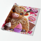 Süßes wie Candy Highland Cow Valentines Geschenkpapier (Ungerollt)