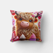 Süßes wie Candy Highland Cow Valentines Kissen (Vorderseite)