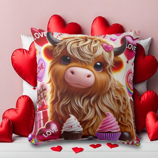 Süßes wie Candy Highland Cow Valentines Kissen