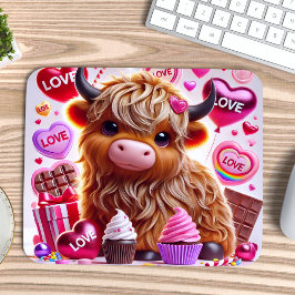 Süßes wie Candy Highland Cow Valentines Mousepad