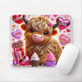 Süßes wie Candy Highland Cow Valentines Mousepad (Mit Mouse)