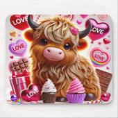 Süßes wie Candy Highland Cow Valentines Mousepad (Vorne)