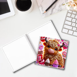Süßes wie Candy Highland Cow Valentines Notizblock