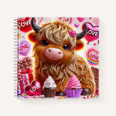 Süßes wie Candy Highland Cow Valentines Notizblock (Vorderseite)