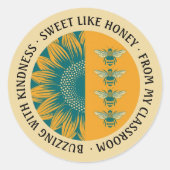 Süßes wie Honey Sunflower Bee Teacher Runder Aufkleber (Vorderseite)