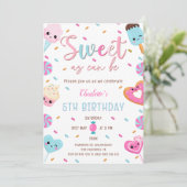 Süßes wie kann Cupcake Cuptut Donut Geburtstag Einladung (Stehend Vorderseite)