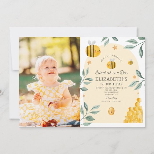 Süßes wie möglich 1. Geburtstag Einladung (Vorderseite)