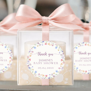 Süßes Wildblumen-Baby-Shower-Dankeschön-Geschenk Runder Aufkleber