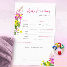 Süßes Wildblumen-Baby-Shower-Vorhersage-Spiel