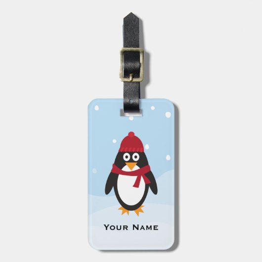 Süßes Winter-Pinguin-personalisiertes Gepäckanhäng Gepäckanhänger (Vorderseite vertikal)
