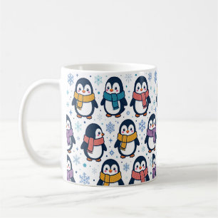 Süßes Winter Pinguin Schal Muster Kaffeetasse