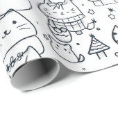 Süßes Winter-Weihnachts-Doodle-Muster (1) Geschenkpapier (Rolleneckpunkt)