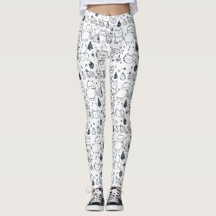 Süßes Winter-Weihnachts-Doodle-Muster (1) Leggings
