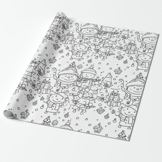 Süßes Winter-Weihnachts-Doodle-Muster (2) Geschenkpapier (Ungerollt)