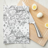 Süßes Winter-Weihnachts-Doodle-Muster (2) Geschirrtuch (Viertel Falte)