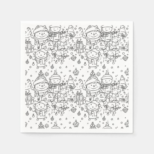 Süßes Winter-Weihnachts-Doodle-Muster (2) Serviette (Vorderseite)