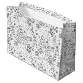 Süßes Winter-Weihnachts-Doodle-Muster (3) Große Geschenktüte (Rückseite Schrägansicht)