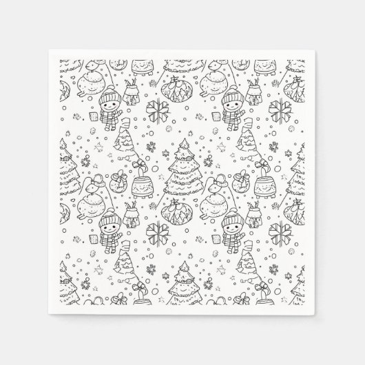 Süßes Winter-Weihnachts-Doodle-Muster (3) Serviette (Vorderseite)