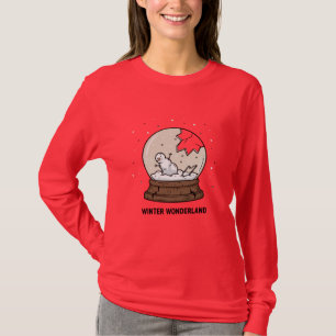 Süßes Winter-Wunderland-Schneekugel-Design T-Shirt
