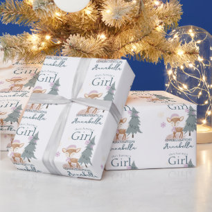 Süßes Winterbabyreh weibliches Rehkitze Geschenkpapier