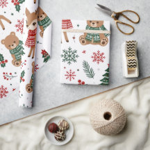 Süßes Winterbär- und Hirschmuster-Geschenkverpacku
