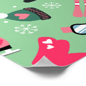 Süßes Winterferien-Sportmuster Poster (Ecke)