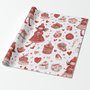 Süßes Wintermädchen-Feiertagsmuster Geschenkpapier