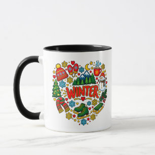 Süßes Winterwunder Muster Herz Schneemann Eislaufe Tasse