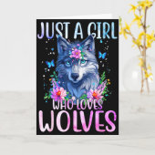 Süßes Wolfsshirt Nur Ein Mädchen Das Wölfe Liebt B Karte (Gelbe Blume)