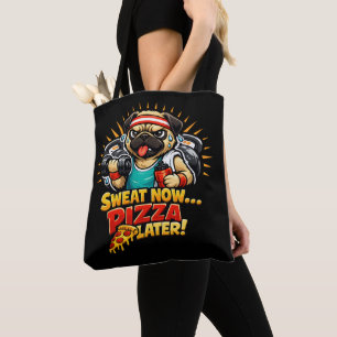 Süßes Workout-Hund-T-Shirt für Fitness- und Pizza- Tasche
