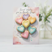 Süßes wünscht herzförmige Kekse Karte (Stehend Vorderseite)