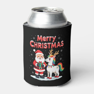 Süßes Xmas Einhorn Santa auf Einhorn Weihnachten T Dosenkühler