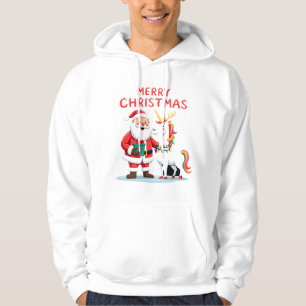 Süßes Xmas Einhorn Santa auf Einhorn Weihnachten T Hoodie