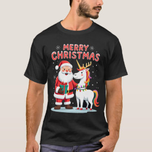 Süßes Xmas Einhorn Santa auf Einhorn Weihnachts T- T-Shirt