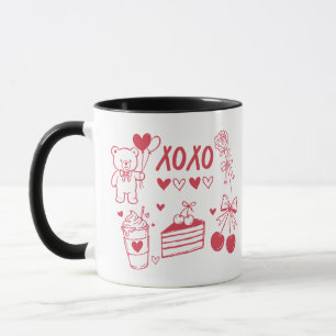 Süßes XOXO Valentinstag Coquette Bär & Kuchen Tasse