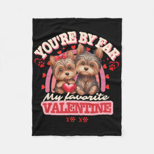 Süßes Yorkshire-Paar Valentinstag Retro Yorkie Fleecedecke