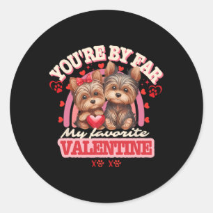 Süßes Yorkshire-Paar Valentinstag Retro Yorkie Runder Aufkleber